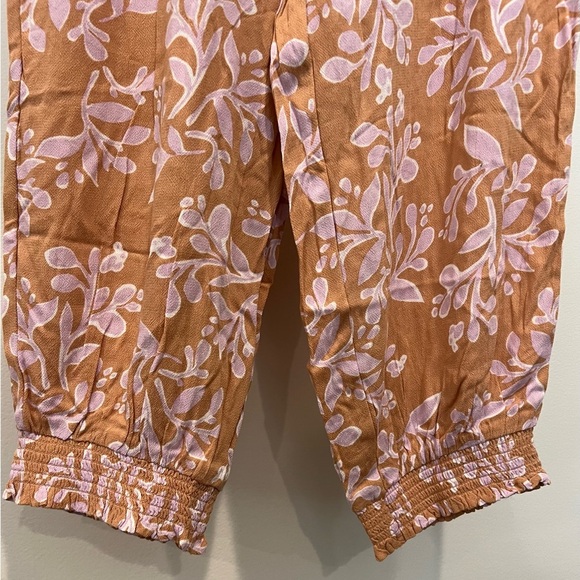 Aerie Floral Print Women's Flowy Jogger Style Pants Sz M Bronze Brown - Picture 3 of 14